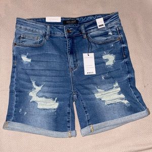 Judy Blue High Waisted Cuffed Hem Distressed Shorts